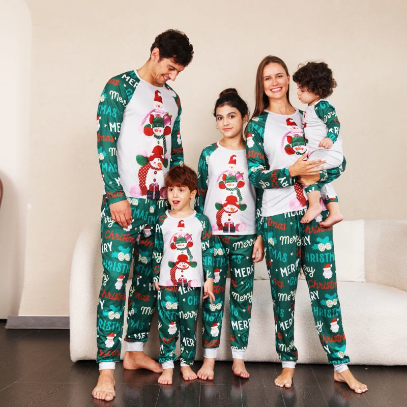MERRY CHRISTMAS Family Matching Christmas Scarf Snowman Pajamas