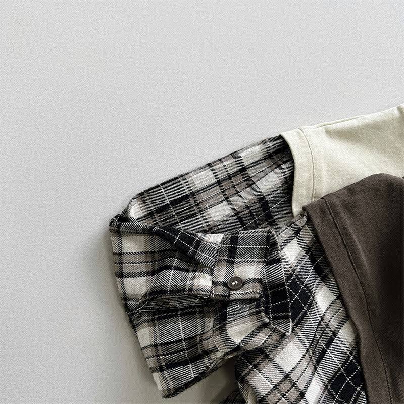 Toddler Plaid Fake 2pcs Sweatshirt