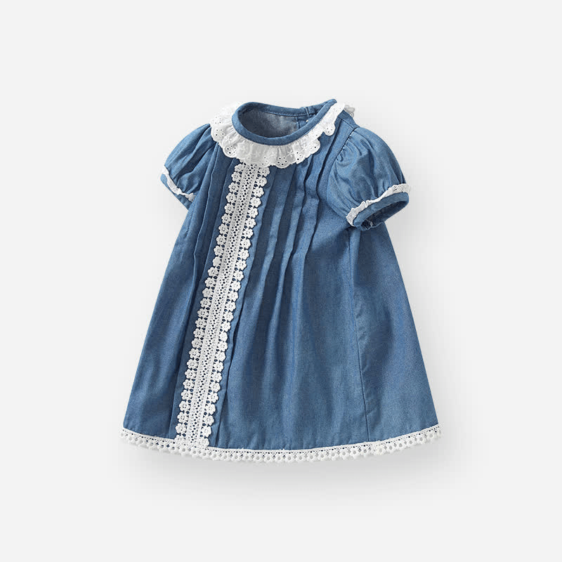 Baby Toddler Lace Collar Denim Dress