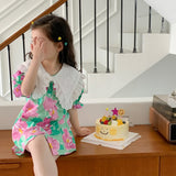Toddler Girl Flower Lace Lapel Collar Dress