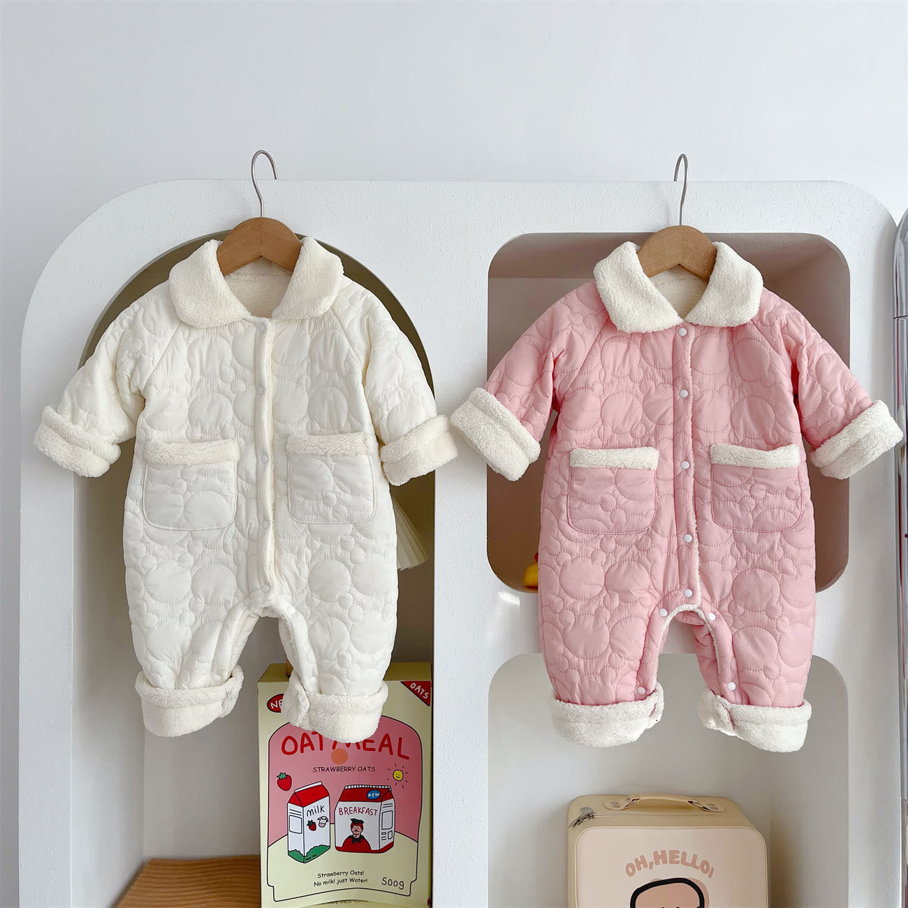 Baby Polo Simple Fleece Bear Romper