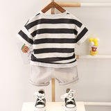 Toddler Boy Striped Tee and Shorts Set