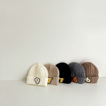 Baby Number Patch Knitted Warm Beanie
