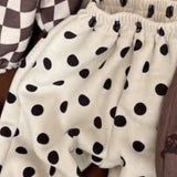 Toddler Bear Dot Plaid Warm Casual Pants