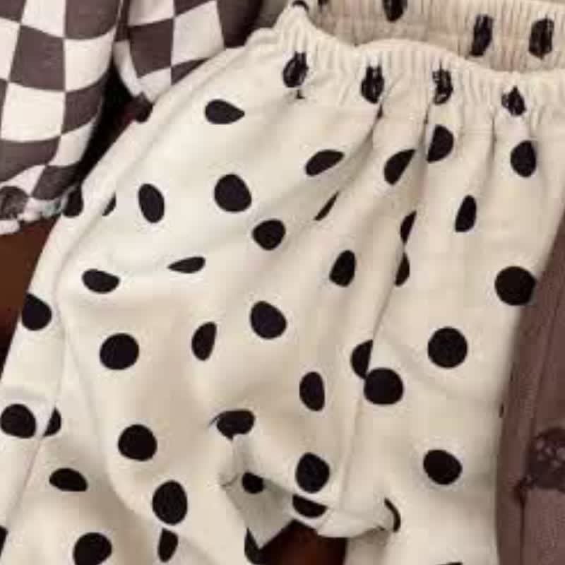 Toddler Bear Dot Plaid Warm Casual Pants