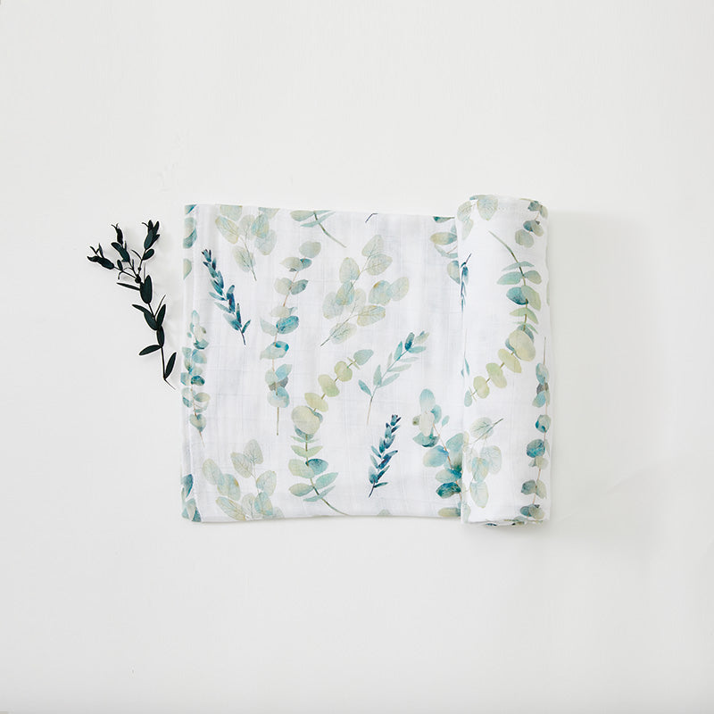 Green Leaf Muslin Baby Swaddle Blanket