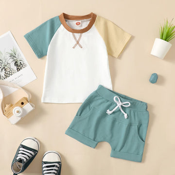 X Baby Color Block Tee and Shorts Set