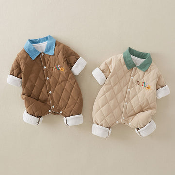 SMILE Baby Sun Lapels Diamond Quilted Romper