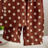 Toddler Dot Lapel Collar Top and Shorts Pajamas Set