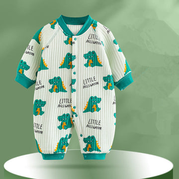 LITTLE ALLIGATOR Baby Crocodile Quilted Slogan Romper