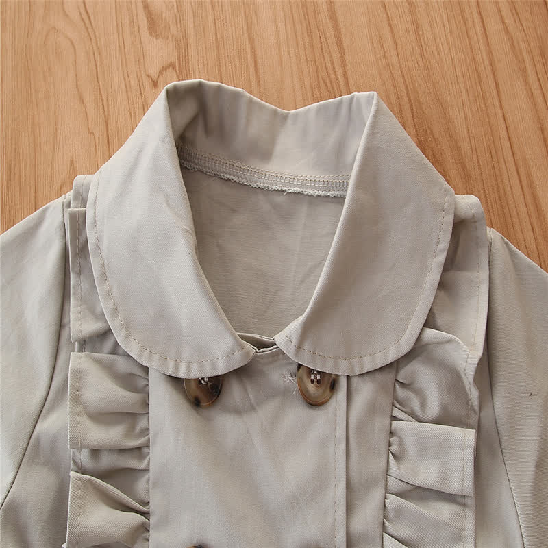 Toddler Girl Ruffle Trim Solid Color Coat