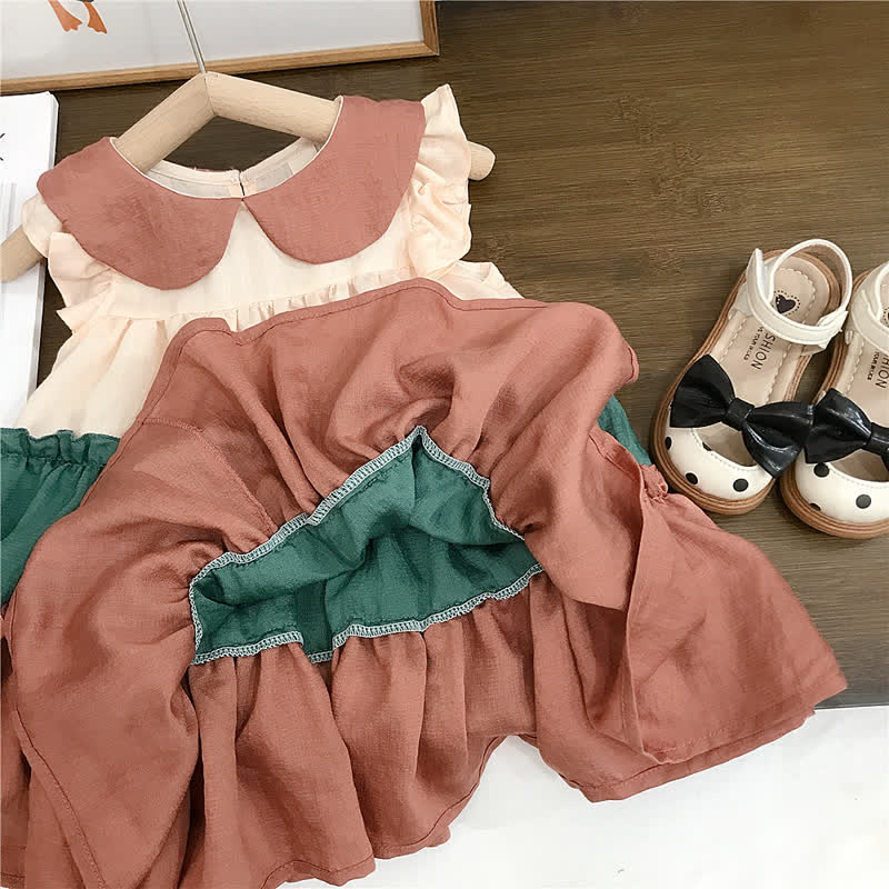 Toddler Girl Peter Pan Collar Splicing Dress