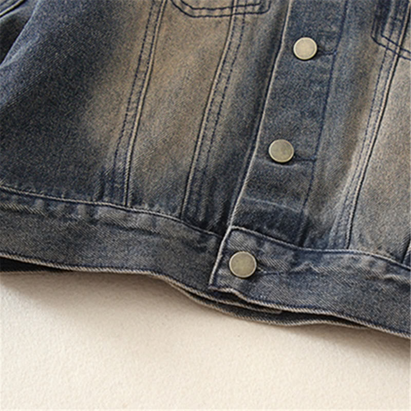 Toddler Black Denim Retro Style 2 Pieces Set