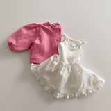 Toddler Girl White Splicing Sling Dress