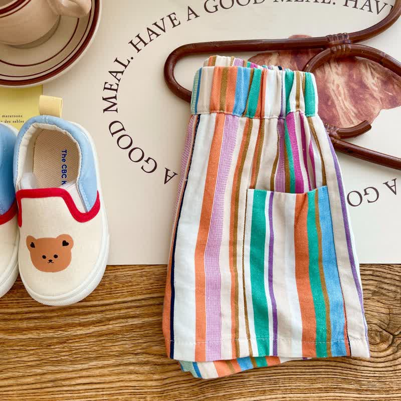 Baby Toddler Rainbow Striped Casual Shorts