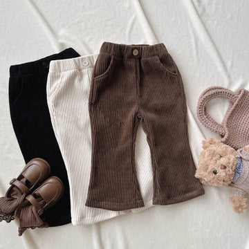 Toddler Solid Color Corduroy Bell-bottomed Pants