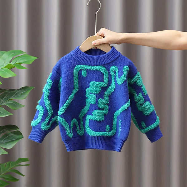 Toddler Boy Cartoon Dinosaur Knitted Lovely Sweater