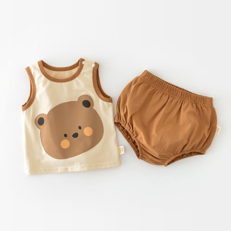 Baby Bear Patch Tank Top and Bloomers Set