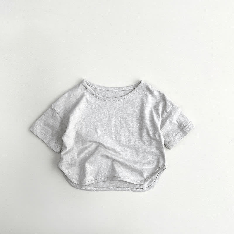 Toddler Solid Color Crew Neck Casual Tee