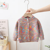 Toddler Color Block Heart Cardigan