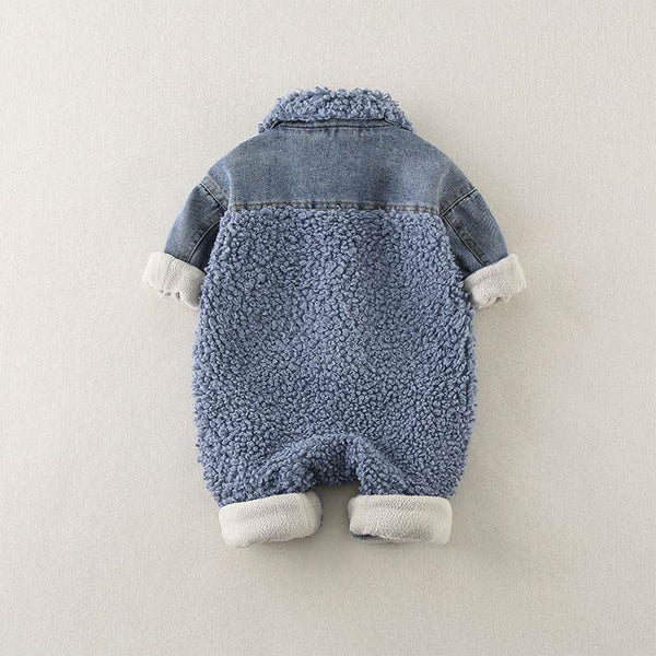 Baby Denim Blue Warm Fleece Romper