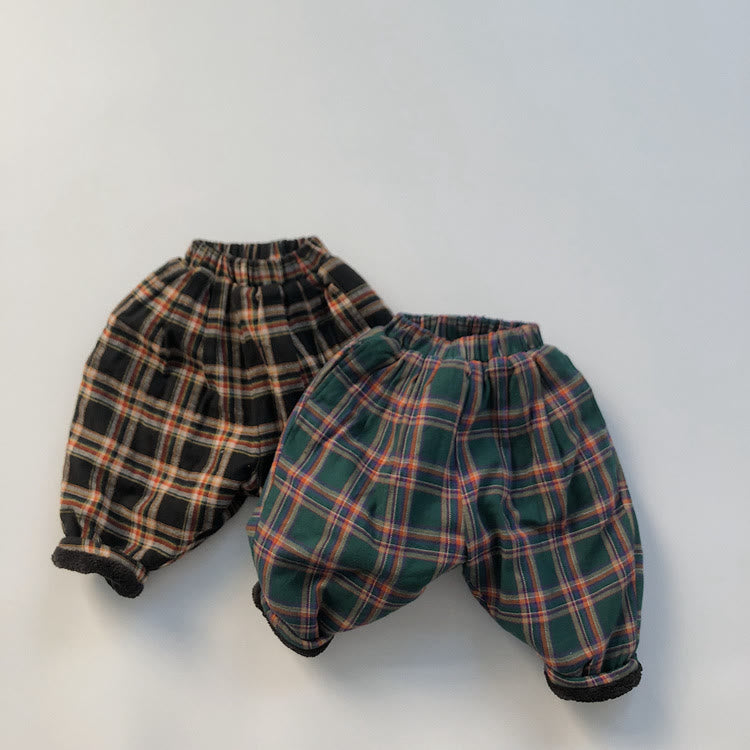 Toddler Plaid Fleece Lined Retro Style Pants