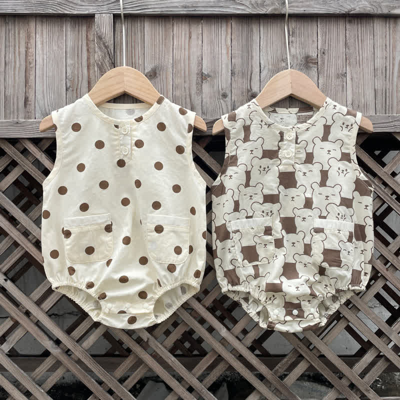 Baby Polka Dot Bear Sleeveless Bodysuit