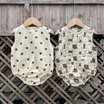 Baby Polka Dot Bear Sleeveless Bodysuit