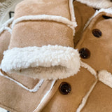 Toddler Fleece Button Hooded Suede Warm Coat