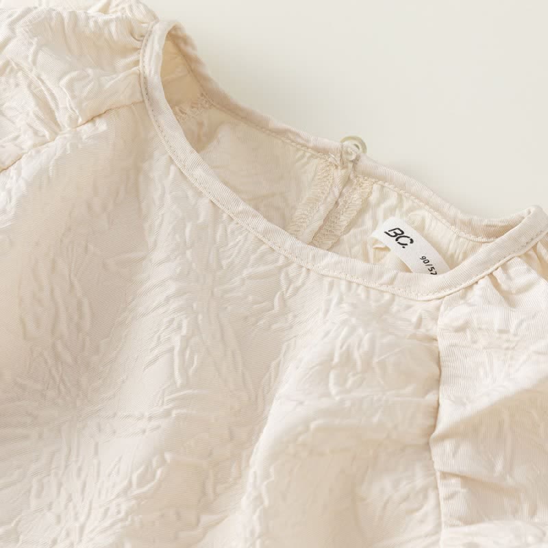 Toddler Girl Beige Puff Sleeve Dress