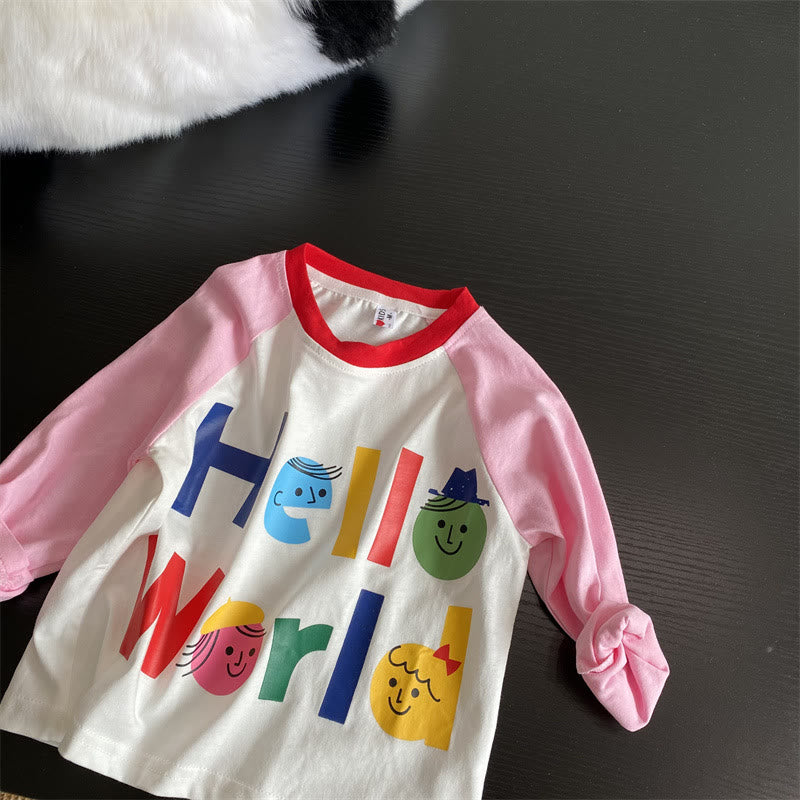 HELLO WORLD Toddler Girl Slogan Cartoon Sweatshirt