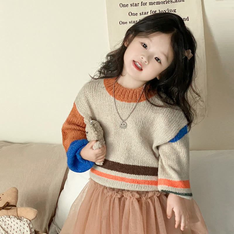Toddler Girl Striped Knitted Sweet Sweater