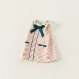 Toddler Girl Plaid Bowknot Sleeveless Dress