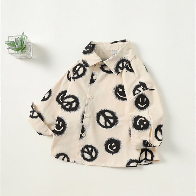 Toddler Boy Beige Smile Lapels Shirt