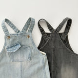 Toddler Denim Pocket Retro Style Casual Overalls