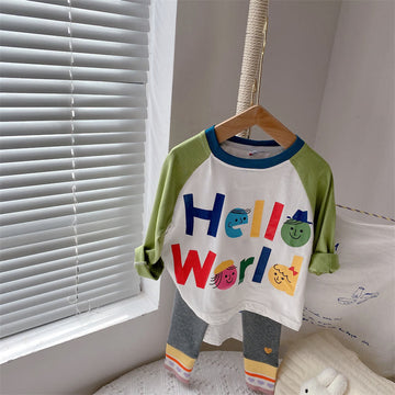 HELLO WORLD Toddler Girl Slogan Cartoon Sweatshirt