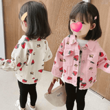 Toddler Girl Strawberry Polo Denim Jacket