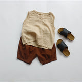 Toddler Retro Solid Color V Neck Tank Top