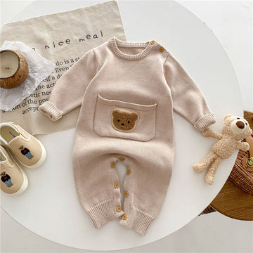 Baby Bear Pocket Knitted Romper