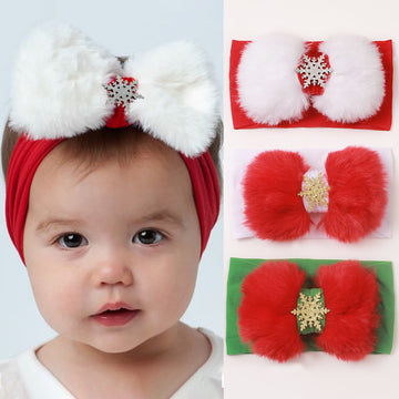 Baby Christmas Bow Snowflake Headband