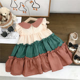 Toddler Girl Peter Pan Collar Splicing Dress