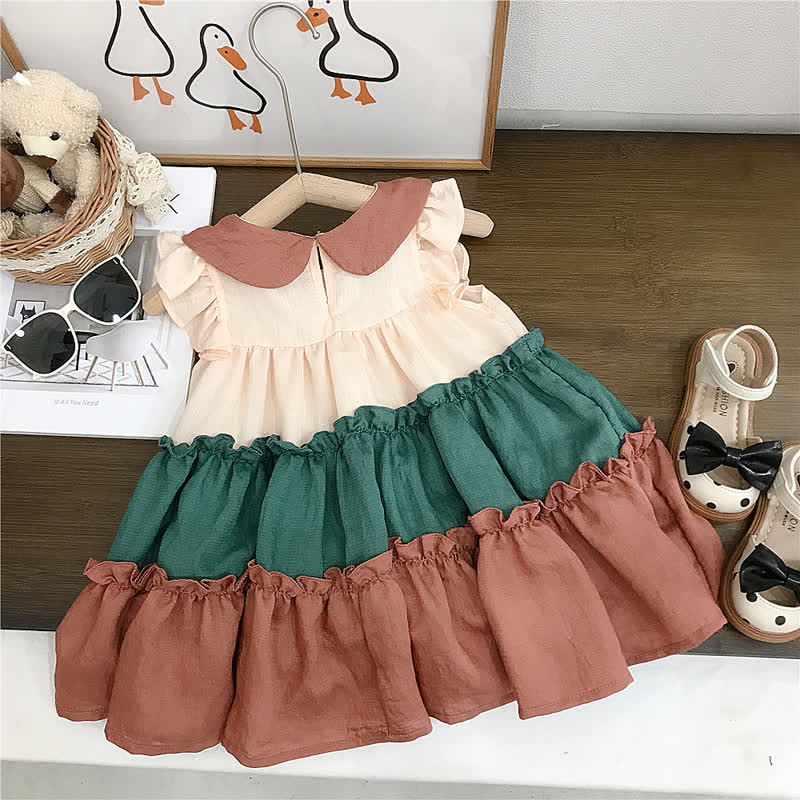 Toddler Girl Peter Pan Collar Splicing Dress