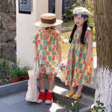 Toddler Color Block Striped Lapel Set Dress