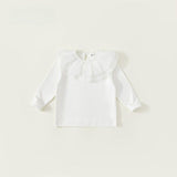 Toddler Girl Solid Color Lace Collar Shirt