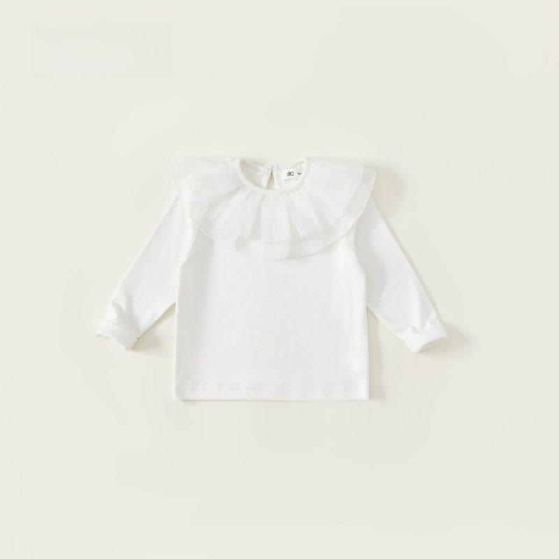 Toddler Girl Solid Color Lace Collar Shirt