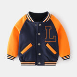 L Toddler Contrast Sleeves Color Block Baseball Coat