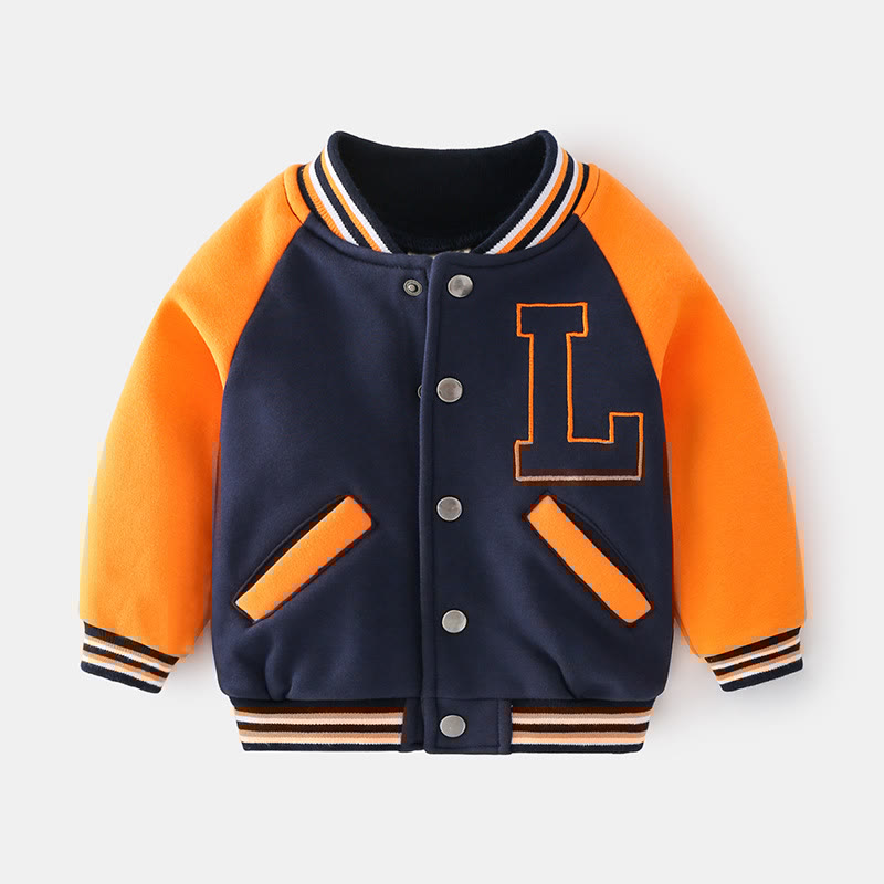 L Toddler Contrast Sleeves Color Block Baseball Coat