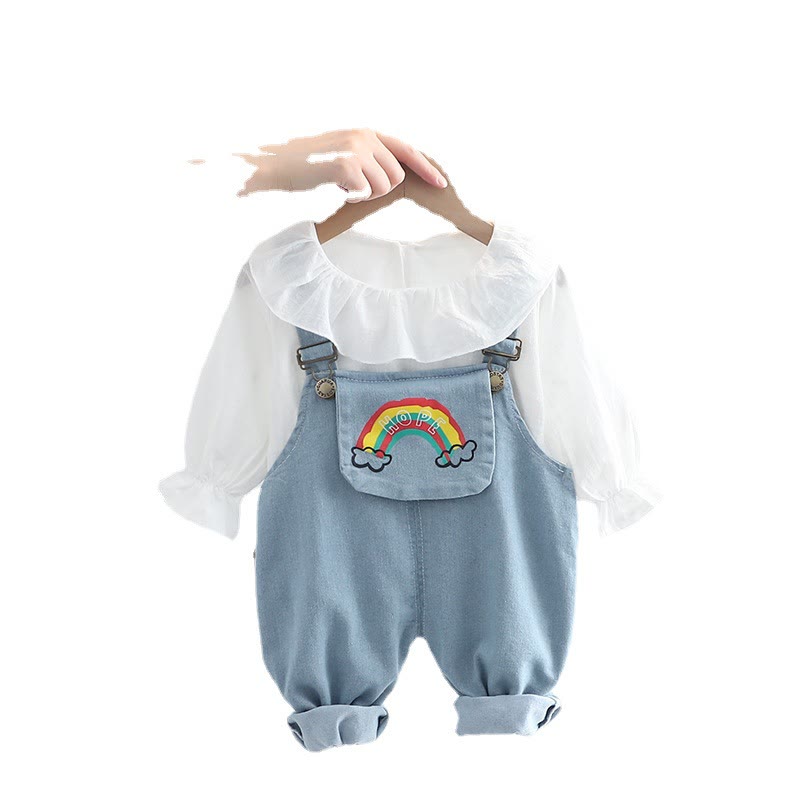 Baby Toddler Rainbow Overalls and Top Set