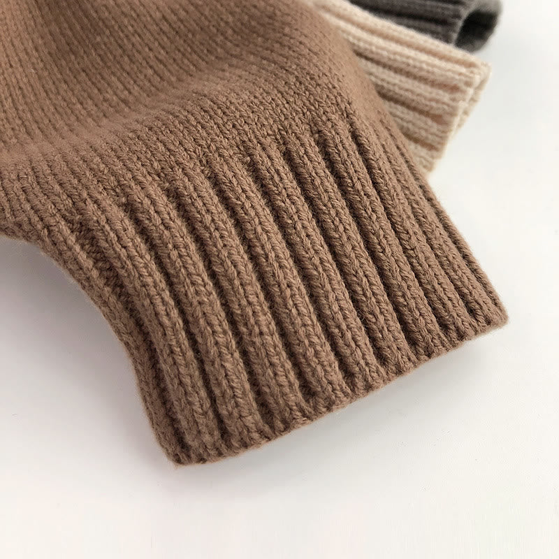 Toddler Solid Color Hooded Knitted PocketSweater