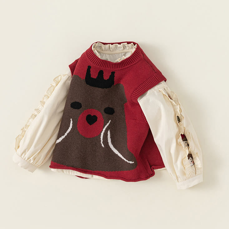 Toddler Girl Bear Sweet Vest Shirt Skirts